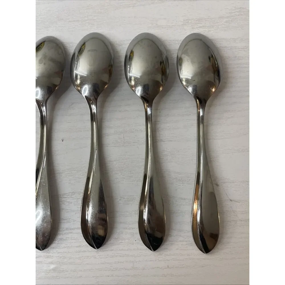 Lot of 8 Cuisinart Carbay Stainless Oval Soup Place Spoons Replacement Flatware